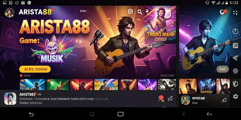 Tampilan gameplay ARISTA88 dengan pilihan lagu-lagu menarik dan interaksi seru.