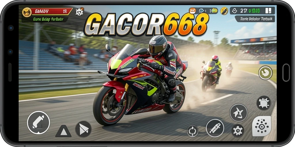 Tampilan gameplay GACOR668 yang mendebarkan dan penuh aksi balapan motor.