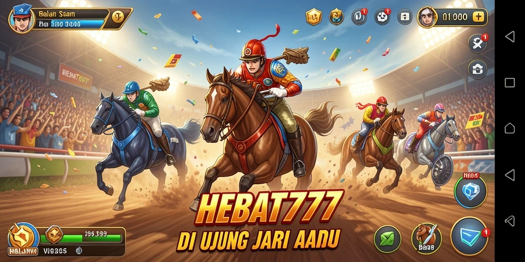 Tampilan seru gameplay HEBAT777 dengan balapan yang menegangkan.