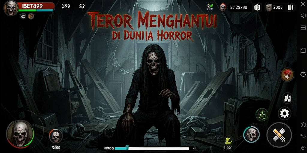 Tampilan gameplay menegangkan dari IBET899 dengan suasana horror yang mencekam.