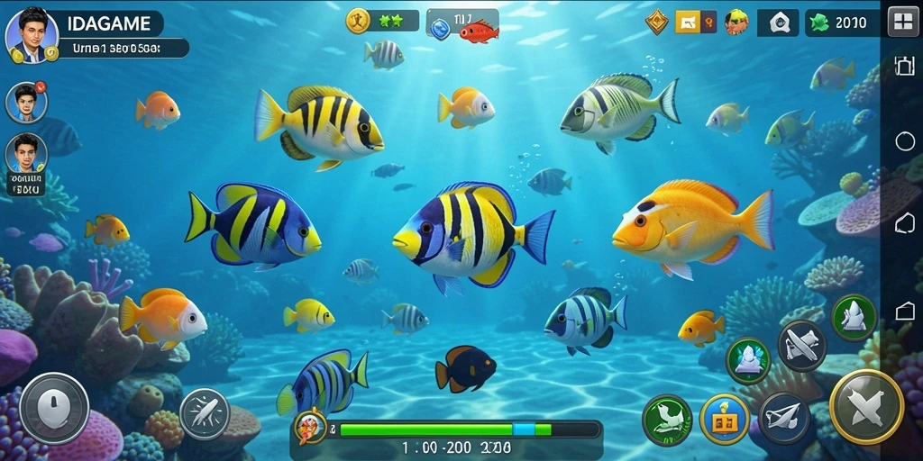 Tampilan menarik gameplay Tembak Ikan di IDAGAME.