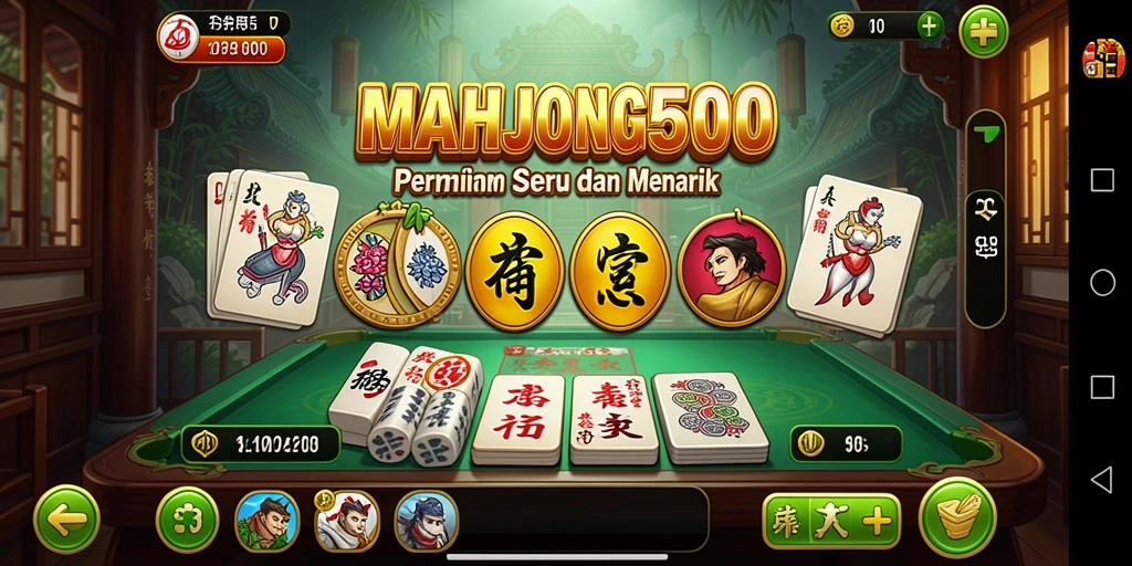 Screenshot utama MAHJONG500 menampilkan gameplay Slot yang mengasyikkan.